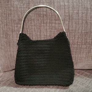 Black crochet bag